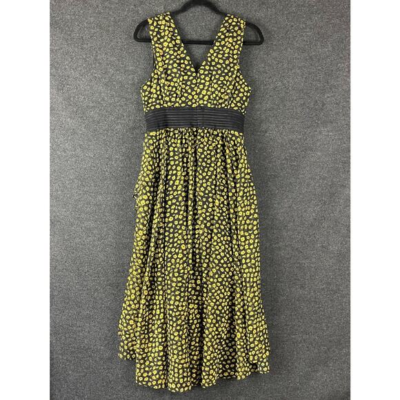 La Maison Talulah Halo Midi Dress Womens Medium Floral V Neck High Low Ditsy - Picture 13 of 16